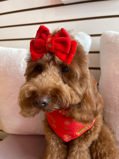 Red Snowflake Hair Bowtie