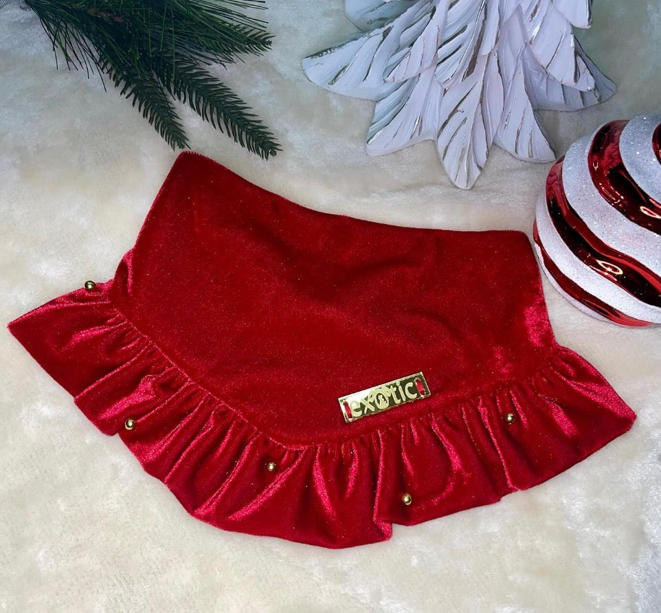 Red Velvet Bandana with ruffle